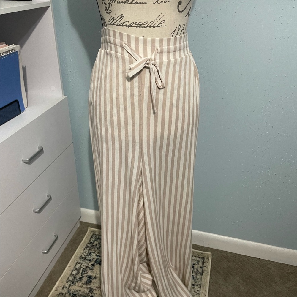 Torrid Beige Striped Wide Leg Pants
